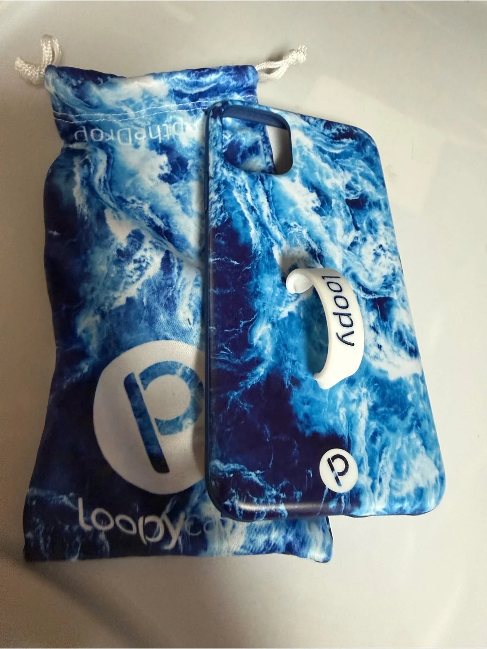 Loopy Case Blue Ocean Wave Phone Case with White Loopy Grip 11 pro